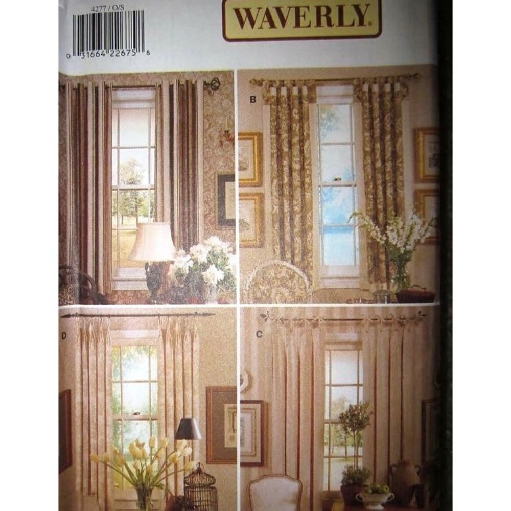 Butterick Sewing Pattern 4277 Window Panels Drapery‎